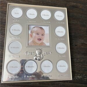 Charming Silver Baby Milestone Photo Frame